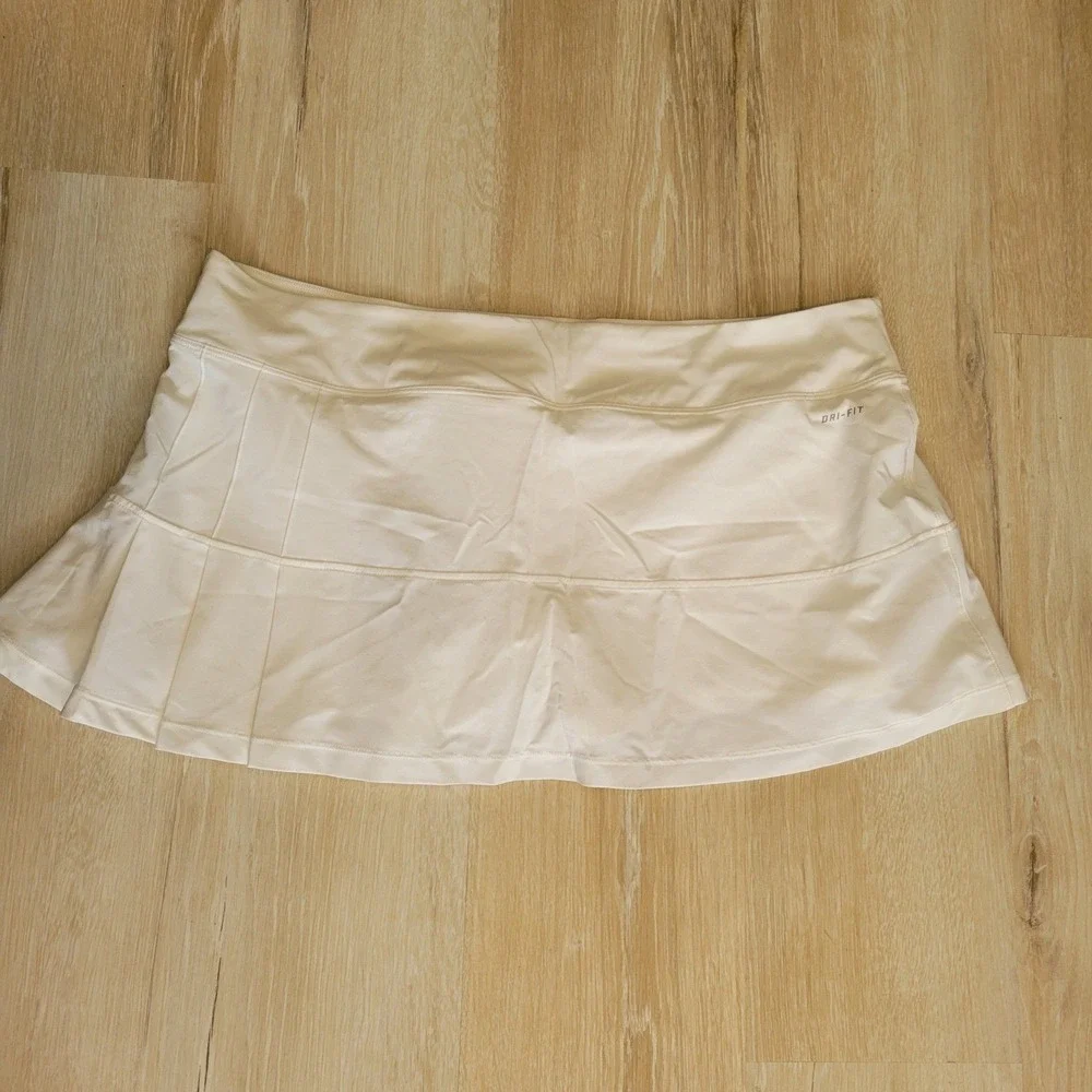 NEW Nike Tennis Skirt Womens XL White‎ Dri-FIT Pleated Athletic Skort Pickleball